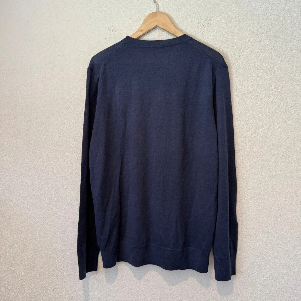 Banana Republic Mens Merino Wool Crewneck Sweater Navy Blue Large NWT Pinhole